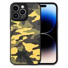 For iPhone 14 Pro Max Camouflage Leather Back Cover Phone Case(Yellow) - 1