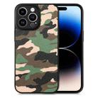 For iPhone 14 Pro Max Camouflage Leather Back Cover Phone Case(Green) - 1