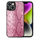 For iPhone 14 Plus Snakeskin Leather Back Cover Phone Case(Pink) - 1