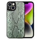 For iPhone 14 Plus Snakeskin Leather Back Cover Phone Case(Green) - 1