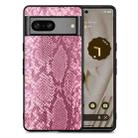 For Google Pixel 7 Snakeskin Leather Phone Case(Pink) - 1