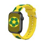 Football Style Metal Connector Silicone Watch Band For Apple Watch Series 9&8&7 41mm / SE 3&SE 2&6&SE&5&4 40mm / 3&2&1 38mm(Yellow+Green) - 1