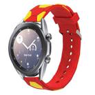 For Samsung Galaxy Watch3 41mm 20mm Football Style Metal Connector Silicone Watch Band(Red+Yellow) - 1