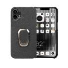 For Nothine Phone 1 Ring Holder Litchi Texture Genuine Leather Phone Case(Black) - 1