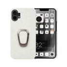 For Nothine Phone 1 Ring Holder Litchi Texture Genuine Leather Phone Case(White) - 1