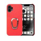 For Nothine Phone 1 Ring Holder Litchi Texture Genuine Leather Phone Case(Red) - 1