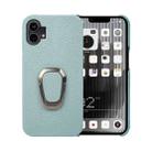 For Nothine Phone 1 Ring Holder Litchi Texture Genuine Leather Phone Case(Cyan) - 1