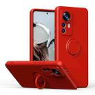 For Xiaomi 12T / 12T Pro Ring Kickstand TPU Silicone Phone Case(Red) - 1