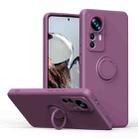 For Xiaomi 12T / 12T Pro Ring Kickstand TPU Silicone Phone Case(Purple) - 1