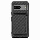 For Google Pixel 7 Carbon Fiber Leather Card Magsafe Phone Case(Black) - 1