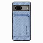 For Google Pixel 7 Carbon Fiber Leather Card Magsafe Phone Case(Blue) - 1