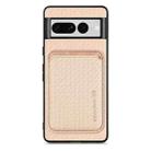 For Google Pixel 7 Pro Carbon Fiber Leather Card Magsafe Phone Case(Khaki) - 1