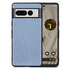 For Google Pixel 7 Pro Carbon Fiber Texture Leather Back Cover Phone Case(blue) - 1