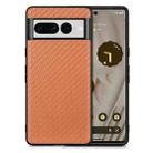 For Google Pixel 7 Pro Carbon Fiber Texture Leather Back Cover Phone Case(brown) - 1