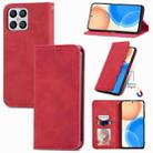 For Honor X8 Retro Skin Feel Magnetic Leather Phone Case(Red) - 1