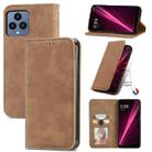 For T-Mobile Revvl 6 5G Retro Skin Feel Magnetic Leather Phone Case(Brown) - 1