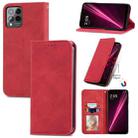 For T-Mobile Revvl 6 Pro 5G Retro Skin Feel Magnetic Leather Phone Case(Red) - 1