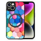 For iPhone 14 Colored Drawing Leather Back Cover Magsafe Phone Case(Colorful Cube) - 1