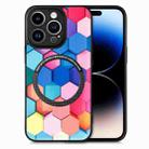 For iPhone 14 Pro Max Colored Drawing Leather Back Cover Magsafe Phone Case(Colorful Cube) - 1