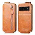 For Google Pixel 7 Zipper Wallet Vertical Flip Leather Phone Case(Brown) - 1