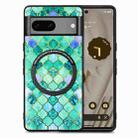 For Google Pixel 7 Colored Drawing Leather Back Cover Magsafe Phone Case(Emerald) - 1