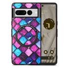 For Google Pixel 7 Pro Colored Drawing Leather Back Cover Magsafe Phone Case(Purple Scales) - 1