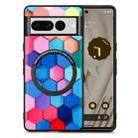 For Google Pixel 7 Pro Colored Drawing Leather Back Cover Magsafe Phone Case(Colorful Cube) - 1