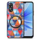 For OPPO A17 Colored Drawing Leather Back Cover Magsafe Phone Case(Rhombus Mandala) - 1