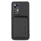 For Xiaomi 12T Carbon Fiber Leather Card Magsafe Phone Case(Black) - 1