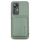For Xiaomi 12T Carbon Fiber Leather Card Magsafe Phone Case(Green) - 1