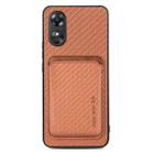 For OPPO A17 Pro Carbon Fiber Leather Card Magsafe Phone Case(Brown) - 1