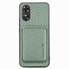 For OPPO A17 Pro Carbon Fiber Leather Card Magsafe Phone Case(Green) - 1