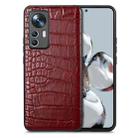 For Xiaomi 12T Crocodile Grain Leather Back Cover Phone Case(Red) - 1