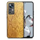 For Xiaomi 12T Snakeskin Leather Back Cover Phone Case(Yellow) - 1