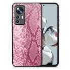 For Xiaomi 12T Snakeskin Leather Back Cover Phone Case(Pink) - 1