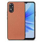 For OPPO A17 Carbon Fiber Texture Leather Back Cover Phone Case(Brown) - 1