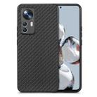 For Xiaomi 12T Carbon Fiber Texture Leather Back Cover Phone Case(Black) - 1