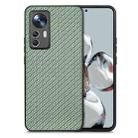 For Xiaomi 12T Carbon Fiber Texture Leather Back Cover Phone Case(Green) - 1