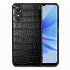 ForOPPO A17 Crocodile Grain Leather Back Cover Phone Case(Black) - 1