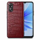 ForOPPO A17 Crocodile Grain Leather Back Cover Phone Case(Red) - 1
