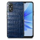 ForOPPO A17 Crocodile Grain Leather Back Cover Phone Case(Blue) - 1