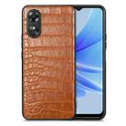 ForOPPO A17 Crocodile Grain Leather Back Cover Phone Case(Brown) - 1