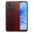 For OPPO A17 Snakeskin Leather Back Cover Phone Case(Red) - 1