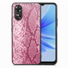 For OPPO A17 Snakeskin Leather Back Cover Phone Case(Pink) - 1