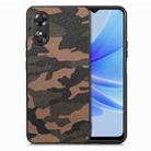 For OPPO A17 Camouflage Leather Back Cover Phone Case(Brown) - 1