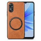 For OPPO A17 Solid Color Magsafe Leather Phone Case(Brown) - 1