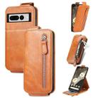 For Google Pixel 7 Pro Zipper Wallet Vertical Flip Leather Phone Case(Brown) - 1