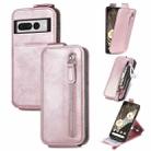 For Google Pixel 7 Pro Zipper Wallet Vertical Flip Leather Phone Case(Rose Gold) - 1