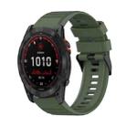 For Garmin Fenix 7X Solar 26mm Horizontal Texture Silicone Watch Band with Removal Tool(Army Green) - 1