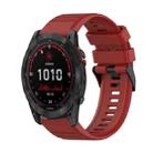 For Garmin Fenix 7X Solar 26mm Horizontal Texture Silicone Watch Band with Removal Tool(Red) - 1